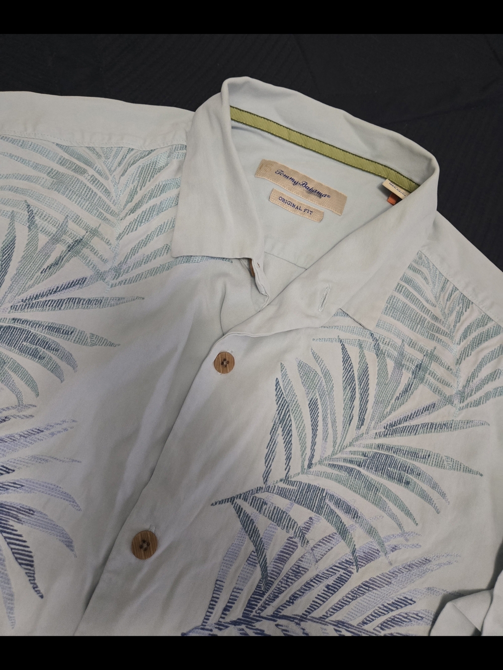 Tommy Bahama Light Mint Green Palm-Print Camp Shirt